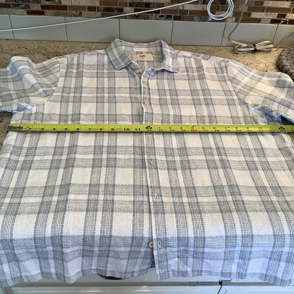 Folk Gray and White Button Down Shirt Linen Blend Size XL - Picture 5 of 7